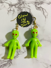 Load image into Gallery viewer, Glow in the Dark Alien Earrings
