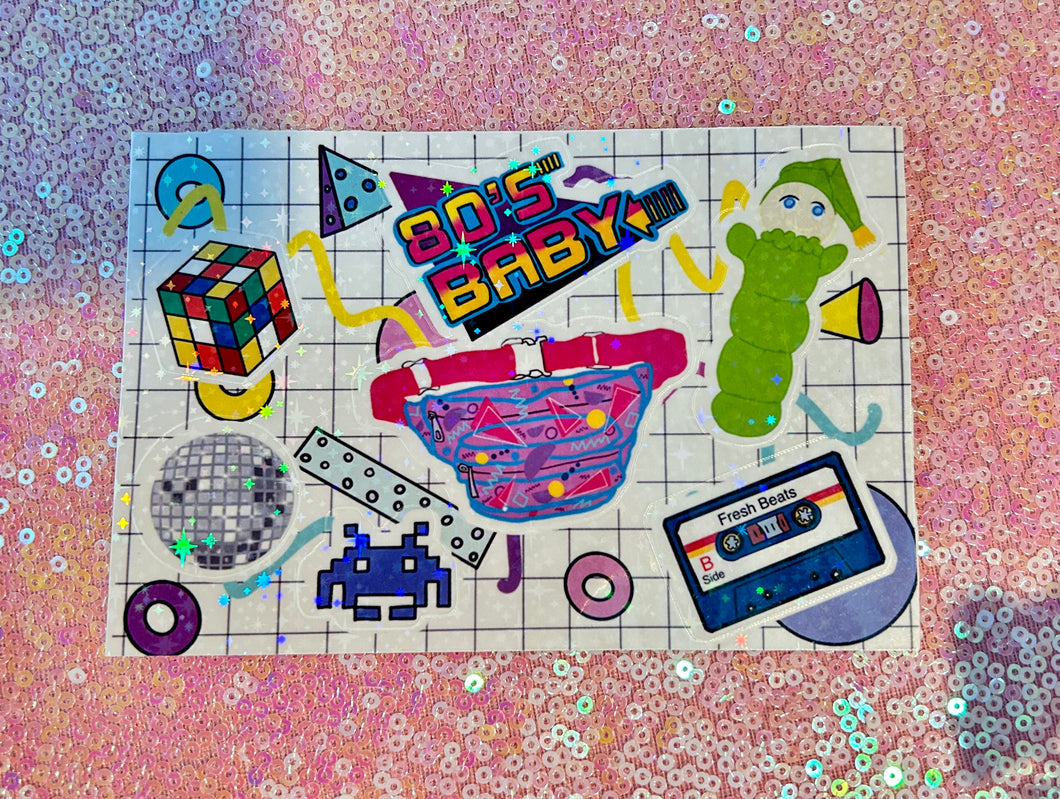 80’s baby vinyl sticker sheet