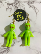 Load image into Gallery viewer, Glow in the Dark Alien Earrings
