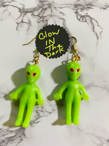 Glow in the Dark Alien Earrings